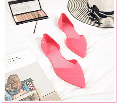 Jelly Sexy Flat Pointed Toe Waterproof Slip Shoes Sandals