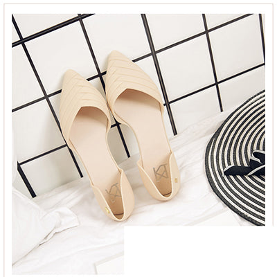 Jelly Sexy Flat Pointed Toe Waterproof Slip Shoes Sandals