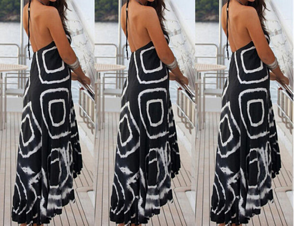 Women Summer Halter Long Dress Sundress