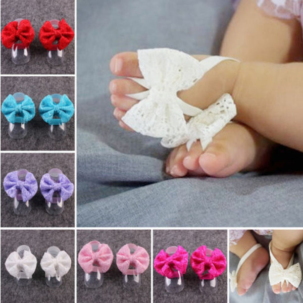 Newborn Baby Shoes Mini Flower Foot Crib Foot Anklet Lace Bowknot Chain Accessories For Child Sandals