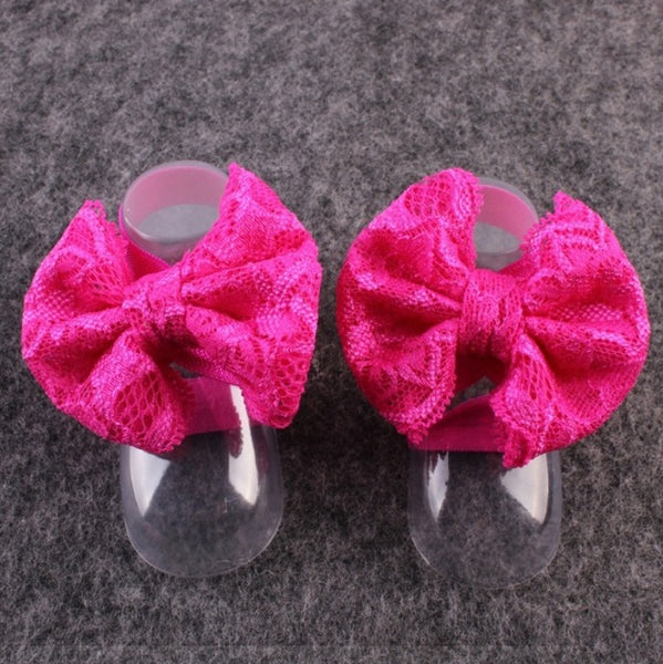 Newborn Baby Shoes Mini Flower Foot Crib Foot Anklet Lace Bowknot Chain Accessories For Child Sandals