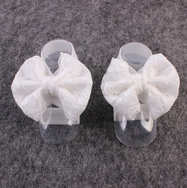 Newborn Baby Shoes Mini Flower Foot Crib Foot Anklet Lace Bowknot Chain Accessories For Child Sandals