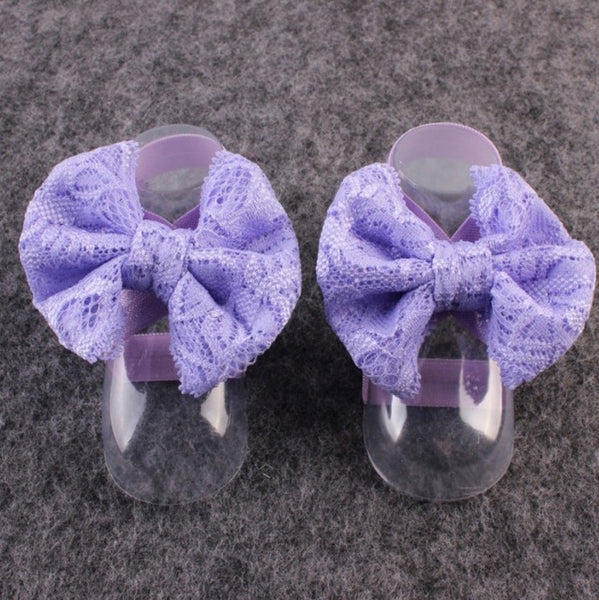 Newborn Baby Shoes Mini Flower Foot Crib Foot Anklet Lace Bowknot Chain Accessories For Child Sandals