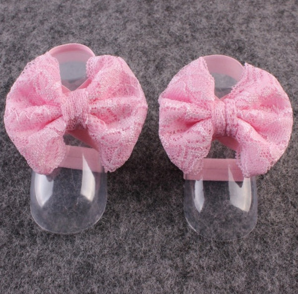 Newborn Baby Shoes Mini Flower Foot Crib Foot Anklet Lace Bowknot Chain Accessories For Child Sandals