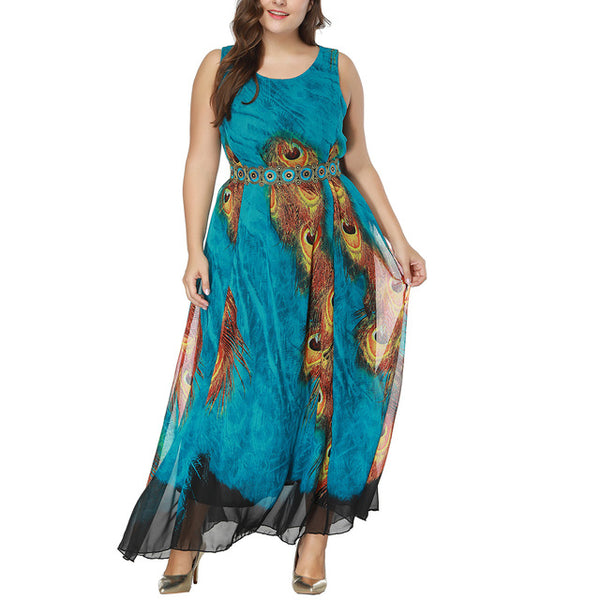 Woman Long Chiffon Plus Size Spring Summer Fashion Dress