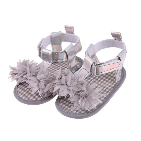 Baby Summer Flower Shoes Newborn Girls Princess Sandals Shoes Moccasins Pink&Yellow Kids Slippers Prewalkers For 0-24M Kid Girls