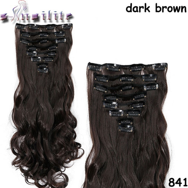 8Pcs/set Clip On Hair Extension 24 inch Natural & Thick Hairpieces Curly Synthetic Clip In Hair Extensions