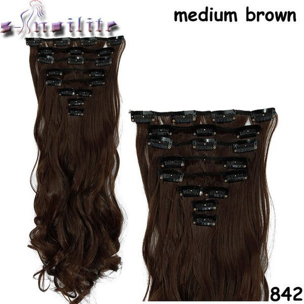 8Pcs/set Clip On Hair Extension 24 inch Natural & Thick Hairpieces Curly Synthetic Clip In Hair Extensions