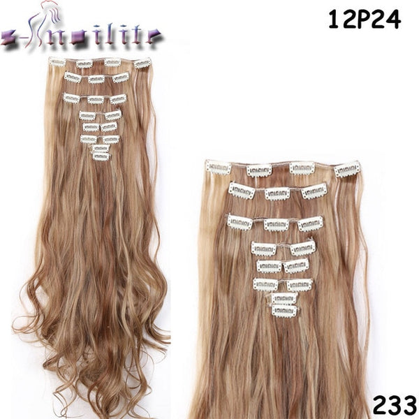 8Pcs/set Clip On Hair Extension 24 inch Natural & Thick Hairpieces Curly Synthetic Clip In Hair Extensions