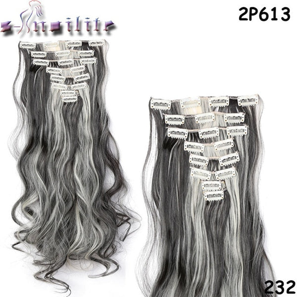 8Pcs/set Clip On Hair Extension 24 inch Natural & Thick Hairpieces Curly Synthetic Clip In Hair Extensions