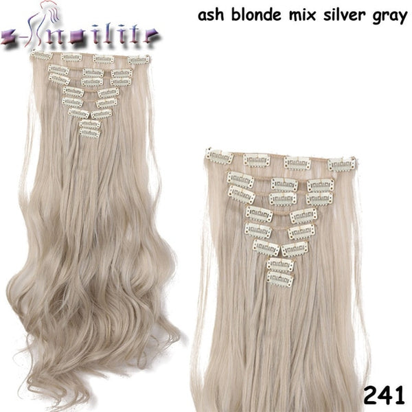 8Pcs/set Clip On Hair Extension 24 inch Natural & Thick Hairpieces Curly Synthetic Clip In Hair Extensions