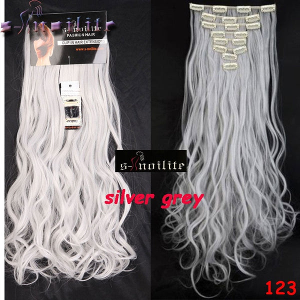 8Pcs/set Clip On Hair Extension 24 inch Natural & Thick Hairpieces Curly Synthetic Clip In Hair Extensions