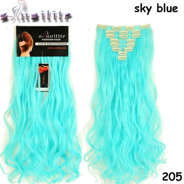 8Pcs/set Clip On Hair Extension 24 inch Natural & Thick Hairpieces Curly Synthetic Clip In Hair Extensions