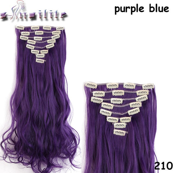 8Pcs/set Clip On Hair Extension 24 inch Natural & Thick Hairpieces Curly Synthetic Clip In Hair Extensions