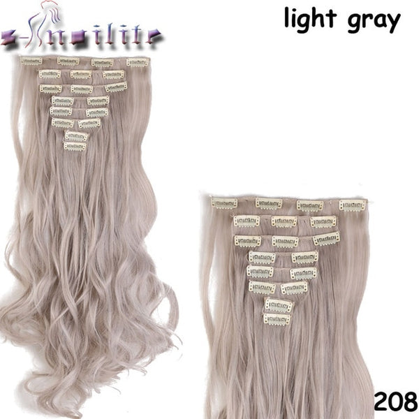 8Pcs/set Clip On Hair Extension 24 inch Natural & Thick Hairpieces Curly Synthetic Clip In Hair Extensions