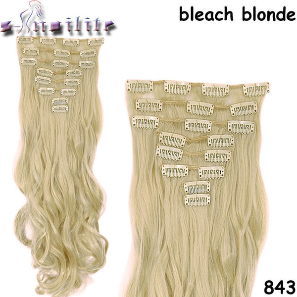 8Pcs/set Clip On Hair Extension 24 inch Natural & Thick Hairpieces Curly Synthetic Clip In Hair Extensions
