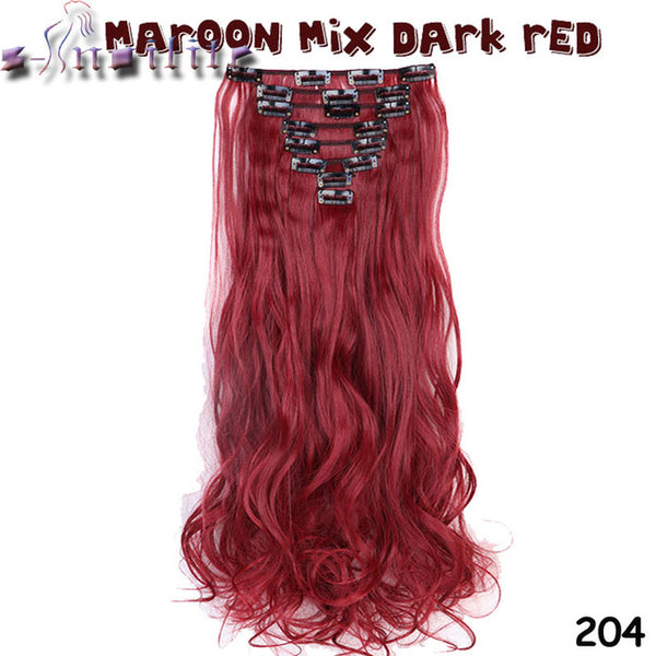 8Pcs/set Clip On Hair Extension 24 inch Natural & Thick Hairpieces Curly Synthetic Clip In Hair Extensions