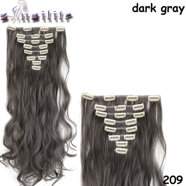 8Pcs/set Clip On Hair Extension 24 inch Natural & Thick Hairpieces Curly Synthetic Clip In Hair Extensions