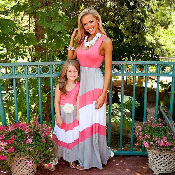 Matching Mother Daughter Striped Dresses