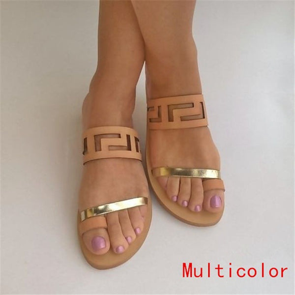 Fashion Summer Shoes Women Casual Sandals Gladiator Flat with Women Sandals Metal Decoration