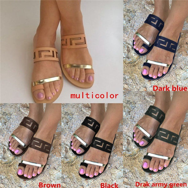 Fashion Summer Shoes Women Casual Sandals Gladiator Flat with Women Sandals Metal Decoration