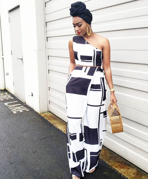 2 Piece Full Length Summer Sleeveless Print Jumpsuit