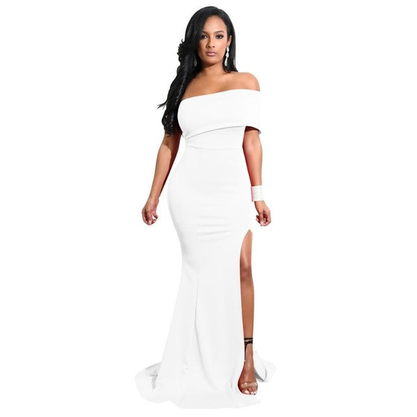One Shoulder Irregular Dress Solid Elegant Party Sexy Dress