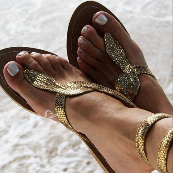 Snake Thong Flat Ladie Sandals