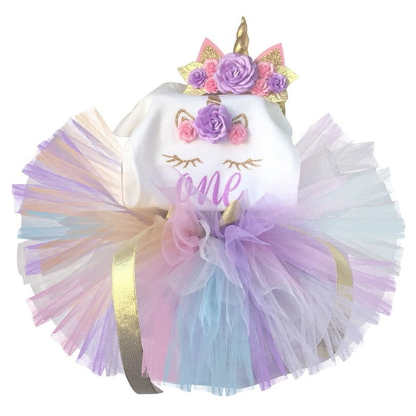 Baby Girls 1st Birthday Baby Bodysuit Romper+Tutu Skirt Outfits Infant Clothing Sets Baby Born Christening Gifts