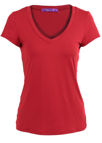 Women Basic Tops Deep V-Neck T-Shirt Short Sleeve Tees Shirt Tunic
