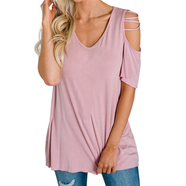 Fashion Big Size T-shirt Female Solid O Neck Short Sleeve Long Casual Tee Shirt