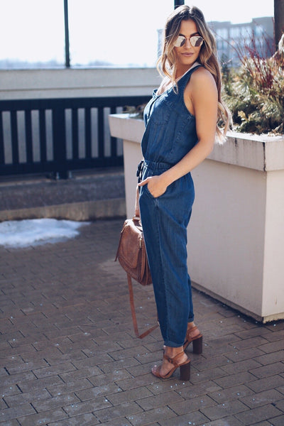 Sleeveless Trousers Jeans Fashion Jumpsuits