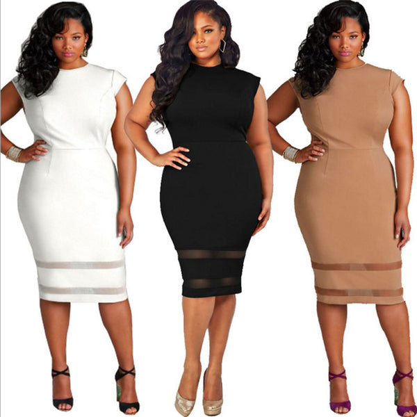 Plus Size Women Clothing Slim Office Lady Elegant Bodycon Dress