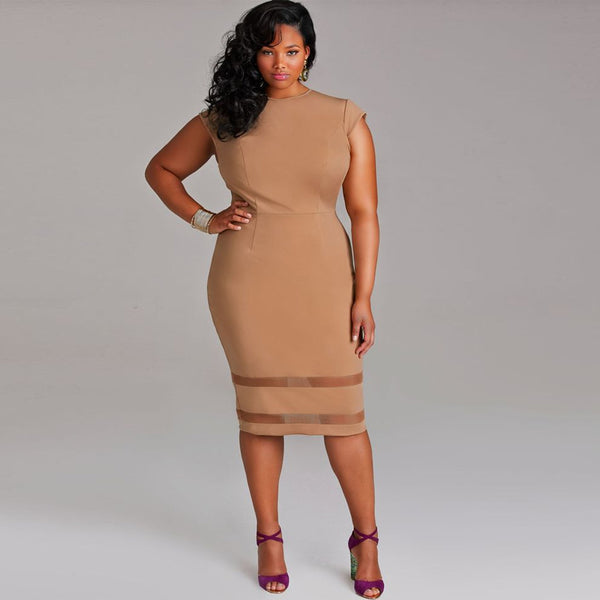 Plus Size Women Clothing Slim Office Lady Elegant Bodycon Dress