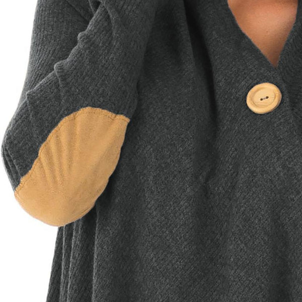 Causal Long Sleeve Patchwork Irregular Open Front Long  Cardigan