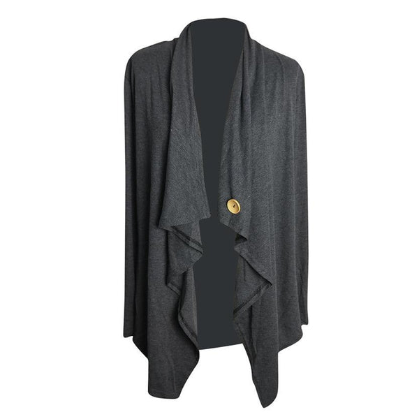 Causal Long Sleeve Patchwork Irregular Open Front Long  Cardigan