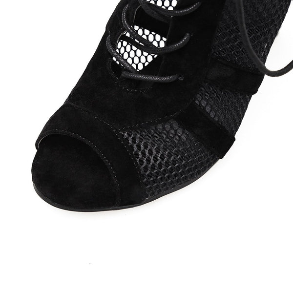 Gladiator Net Hollow Bandage Lace Up High Heel Ankle Strap Peep Toe Stiletto Heels Shoes