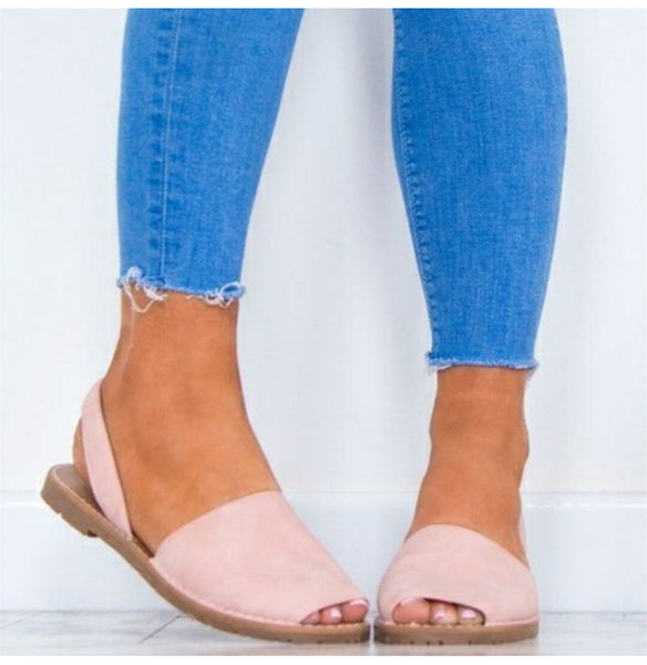 Women Sandals Fashion Peep Toe Summer Shoes Woman Faux Suede Flat Sandals Casual Shoes
