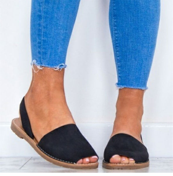 Women Sandals Fashion Peep Toe Summer Shoes Woman Faux Suede Flat Sandals Casual Shoes