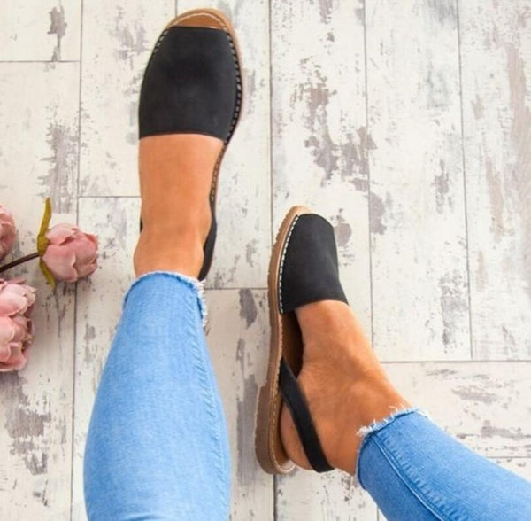 Women Sandals Fashion Peep Toe Summer Shoes Woman Faux Suede Flat Sandals Casual Shoes