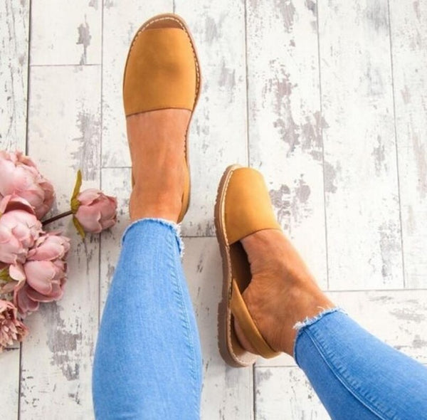 Women Sandals Fashion Peep Toe Summer Shoes Woman Faux Suede Flat Sandals Casual Shoes