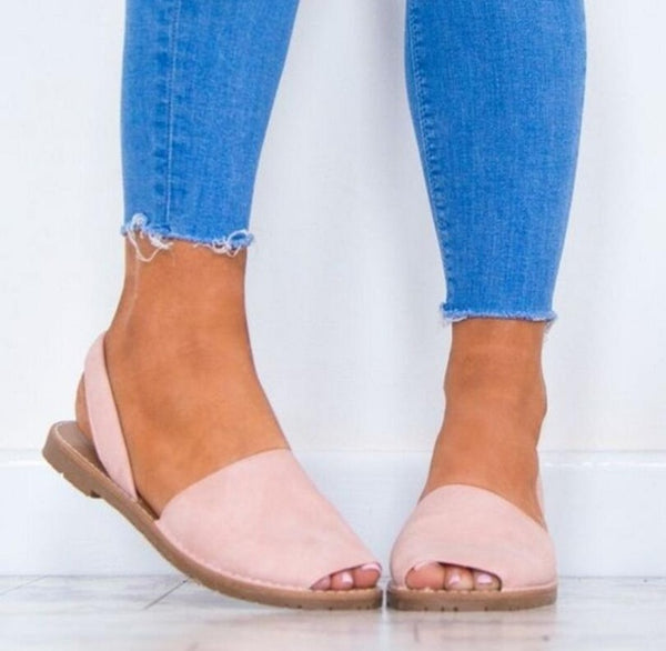 Women Sandals Fashion Peep Toe Summer Shoes Woman Faux Suede Flat Sandals Casual Shoes
