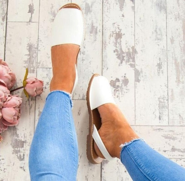 Women Sandals Fashion Peep Toe Summer Shoes Woman Faux Suede Flat Sandals Casual Shoes