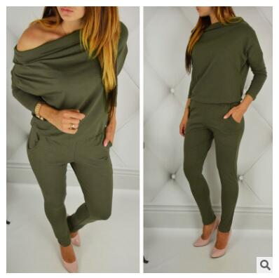 Women Long Sleeve Off Shoulder Jumpsuit