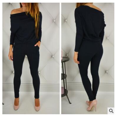 Women Long Sleeve Off Shoulder Jumpsuit