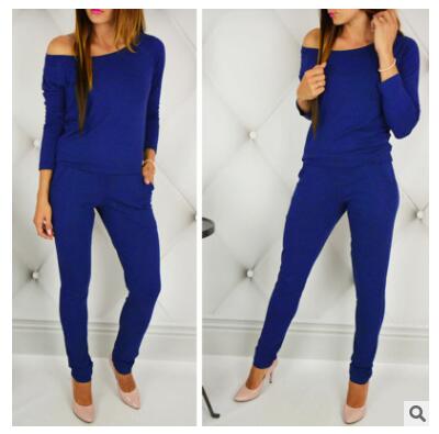 Women Long Sleeve Off Shoulder Jumpsuit