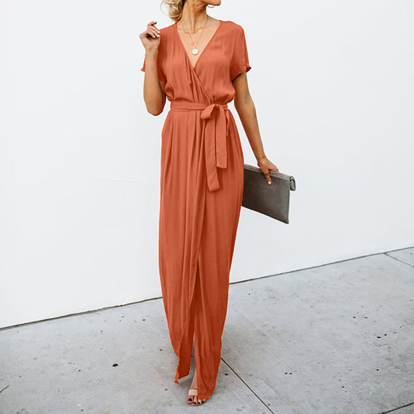 Sexy Deep V-neck Casual Maxi Lady Party Evening Long Wrap Sun Dress