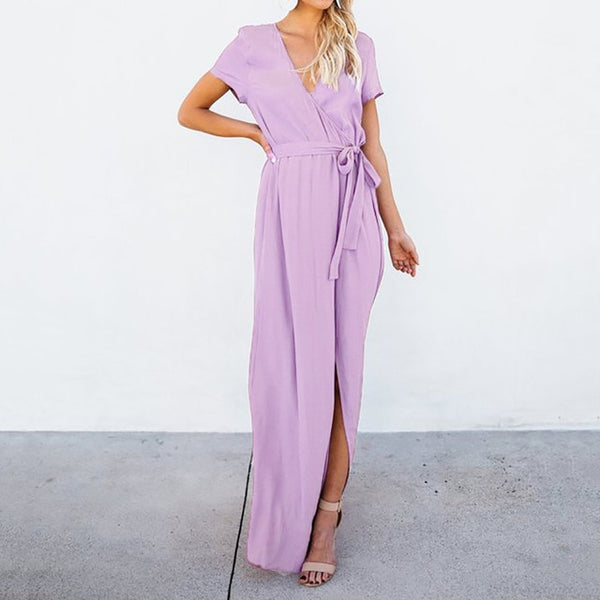 Sexy Deep V-neck Casual Maxi Lady Party Evening Long Wrap Sun Dress