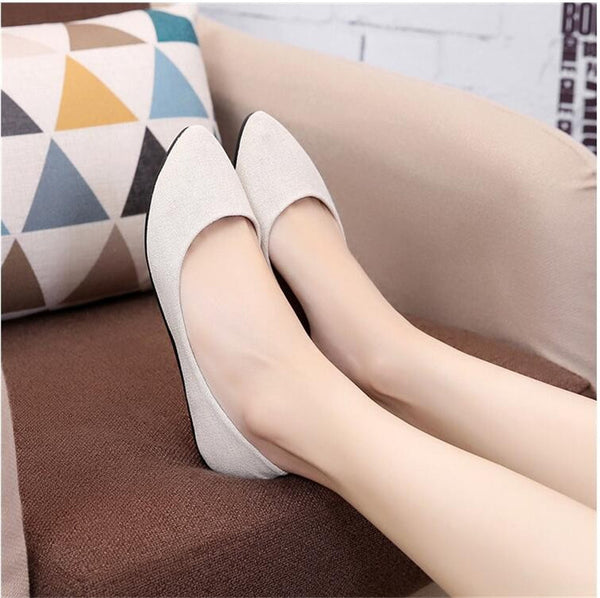 Soft Denim Pointy Toe Ballerina Ballet Flat Slip On Shoes