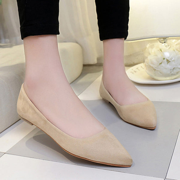 Fashion Women Pointed Toe Women Soft Suede Casual Comfortable Spring Summer Flats Slip-on Ladies Loafer Shoe